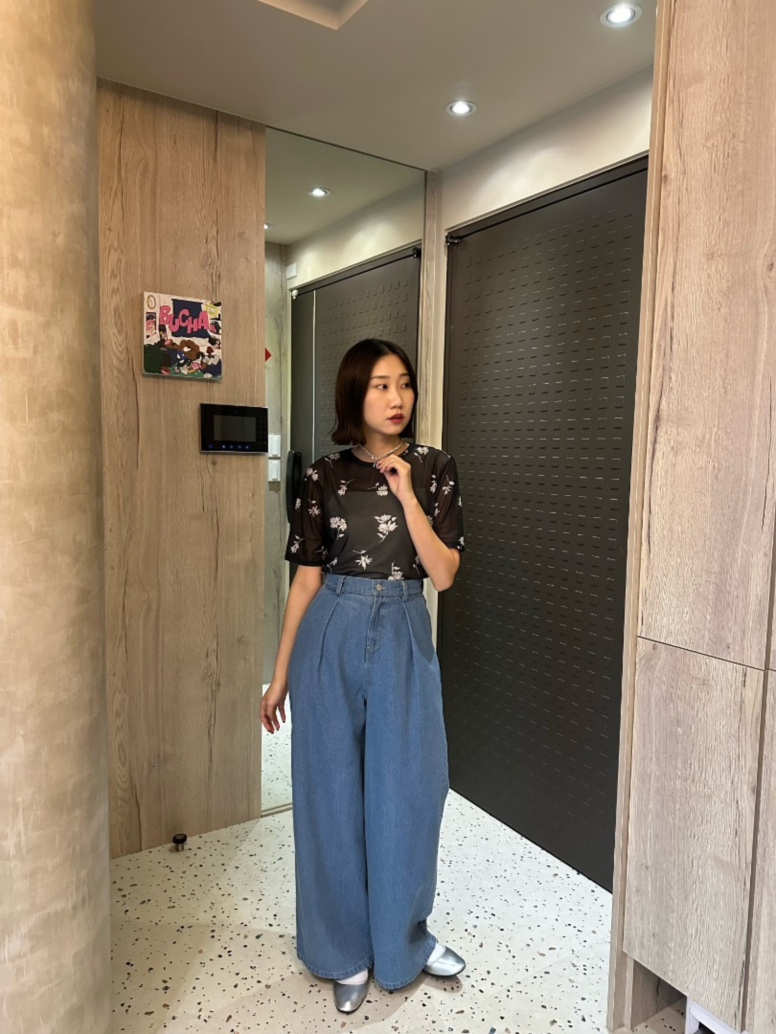 🇯🇵質感花花透膚內搭/黑