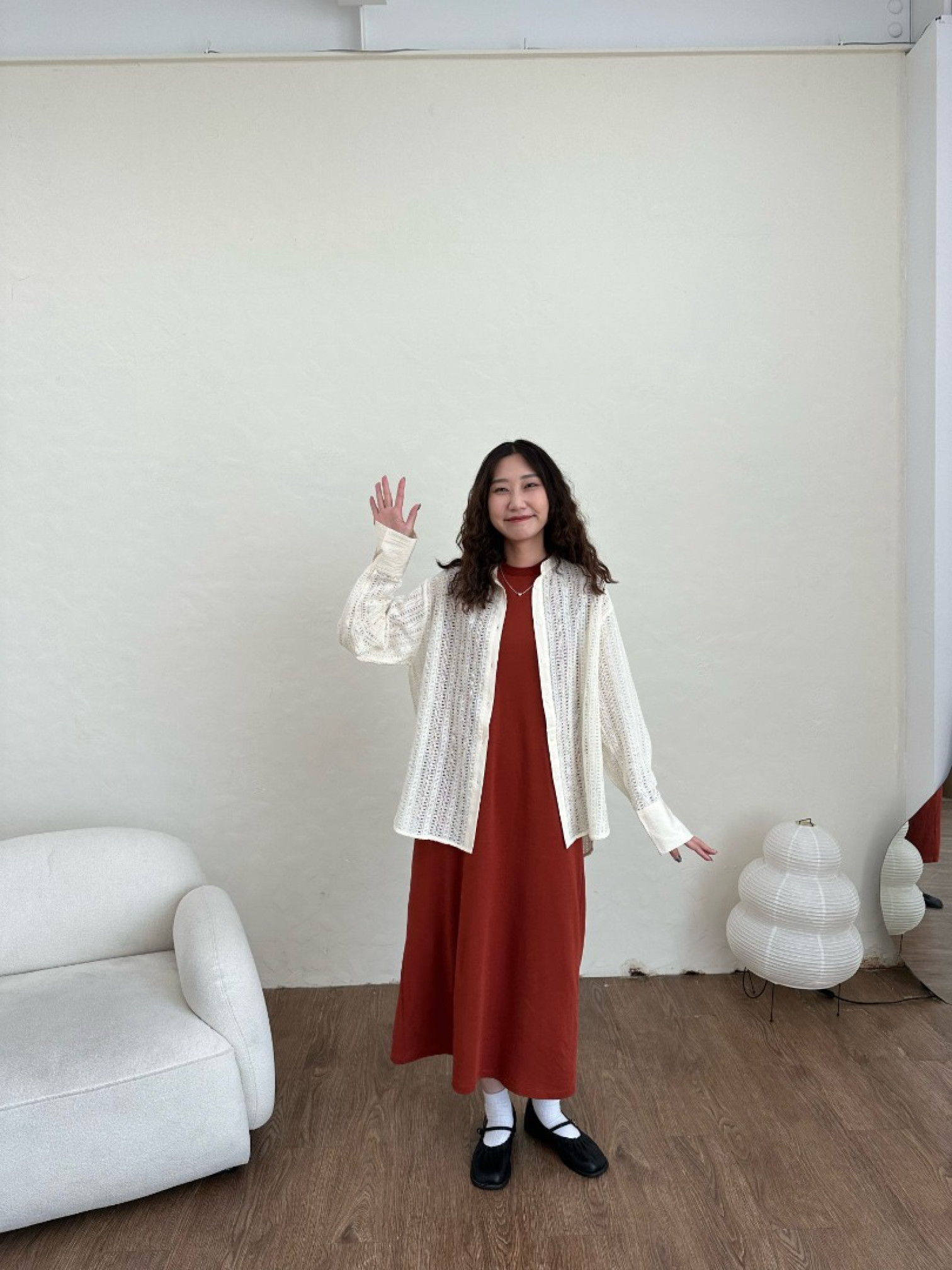 🇯🇵中山領雕花長袖襯衫/米&黑