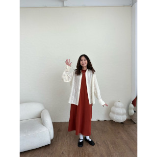 🇯🇵中山領雕花長袖襯衫/米&黑