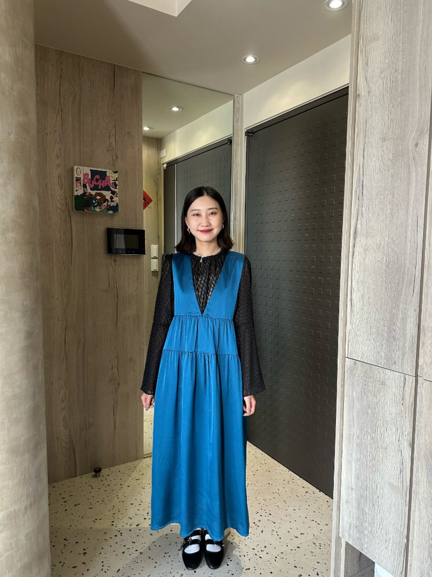 🇯🇵立體毛呢喇叭寬袖上衣/黑