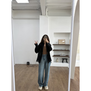 🇯🇵中山領雕花長袖襯衫/米&黑