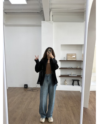 🇯🇵中山領雕花長袖襯衫/米&黑