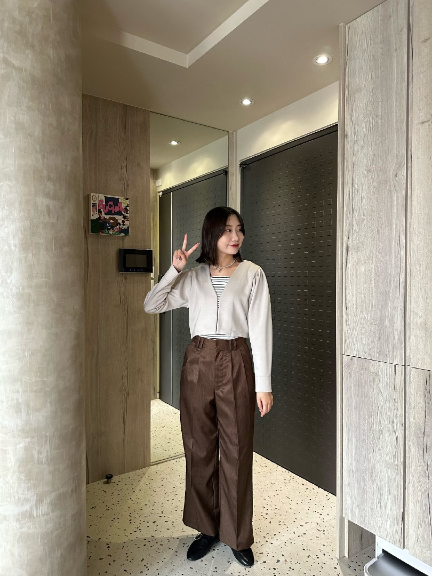 🇯🇵自帶高級光の壓摺西裝褲/深棕