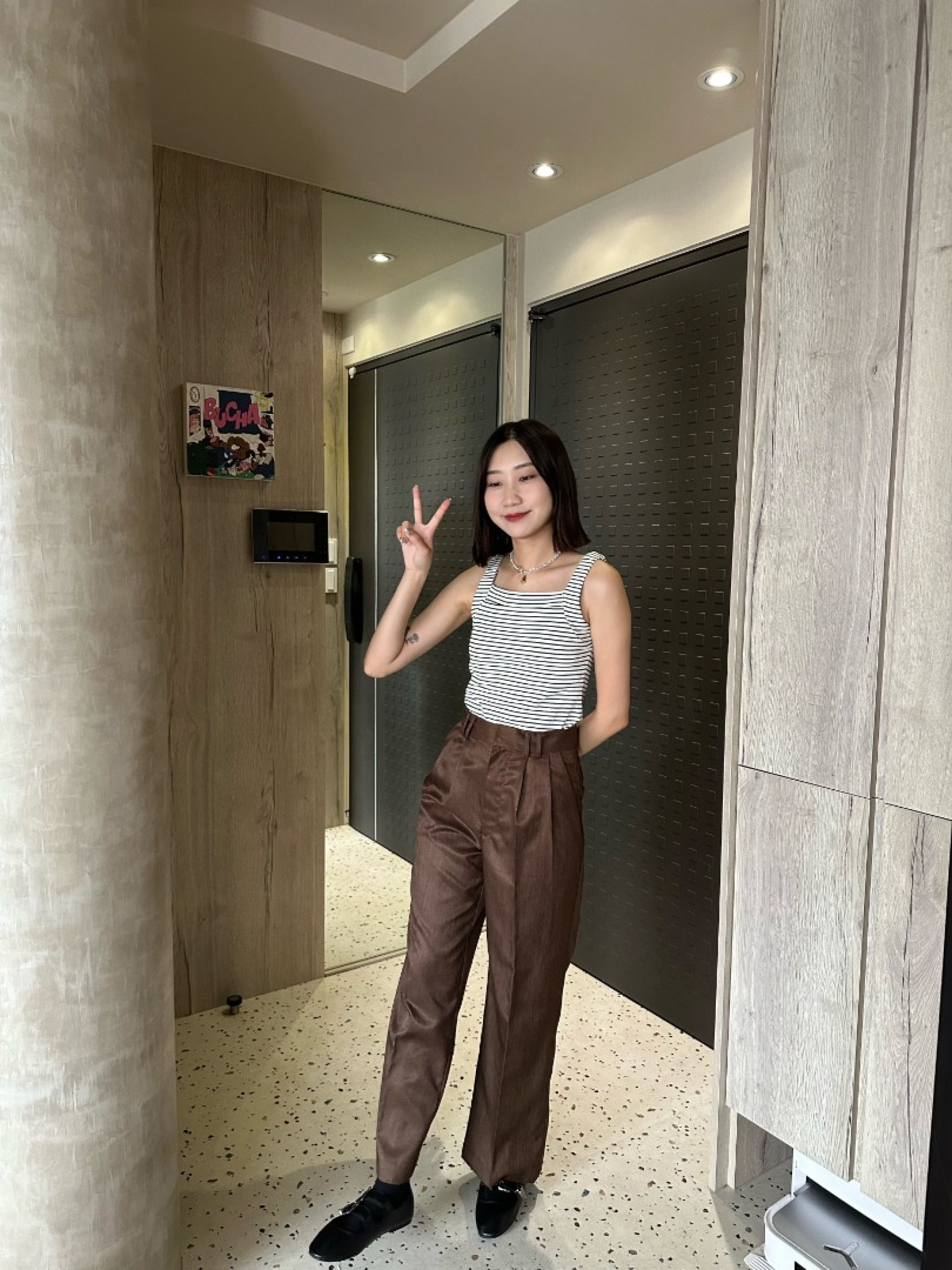 🇯🇵自帶高級光の壓摺西裝褲/深棕