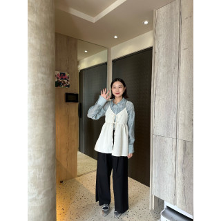 🇯🇵 立體壓紋細肩帶罩衫/白