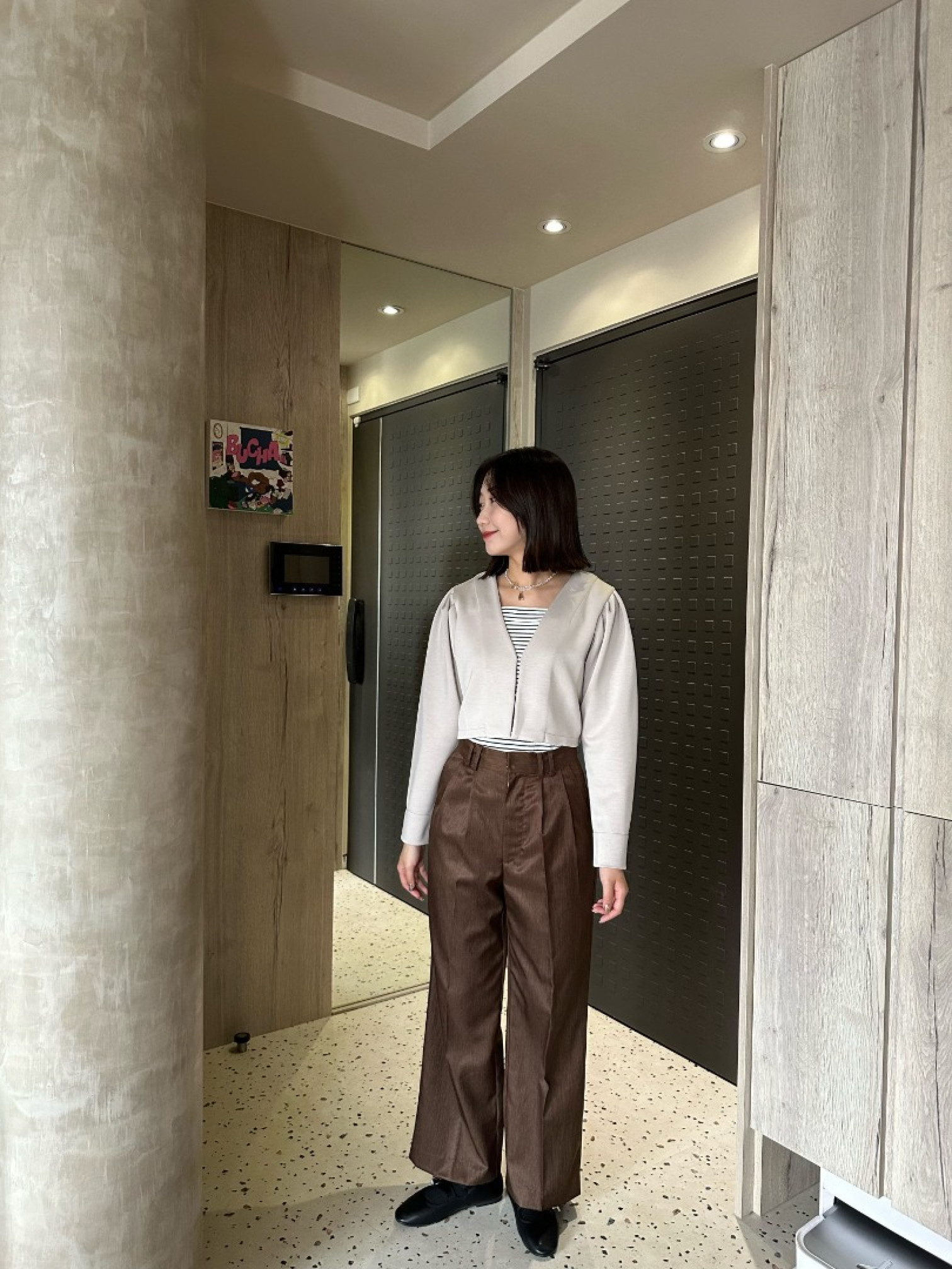 🇯🇵自帶高級光の壓摺西裝褲/深棕