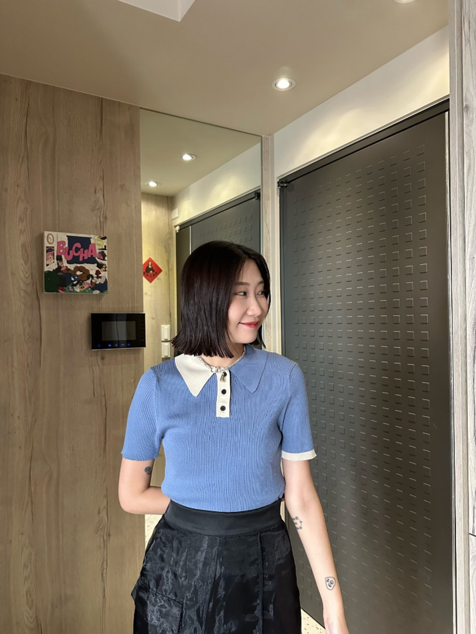 🇯🇵撞色POLO針織衫/白&藍