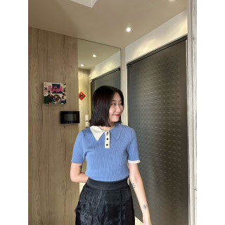 🇯🇵撞色POLO針織衫/白&藍