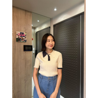 🇯🇵撞色POLO針織衫/白&藍