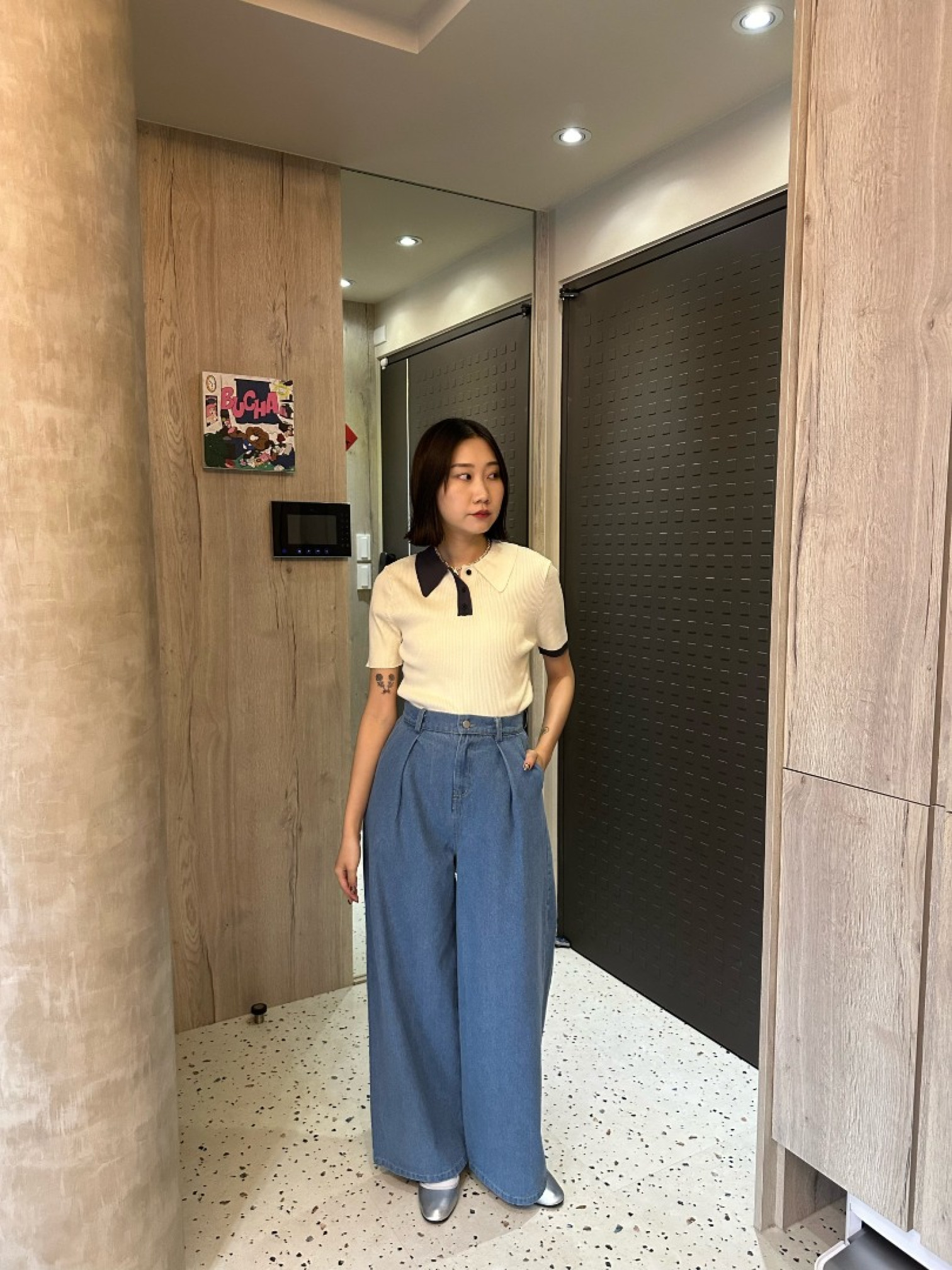 🇯🇵撞色POLO針織衫/白&藍