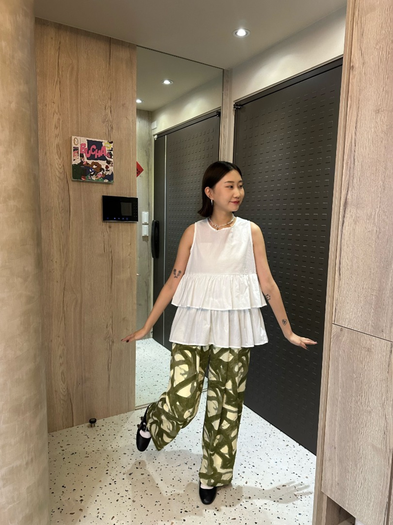 🇯🇵時髦油畫渲染寬褲/綠