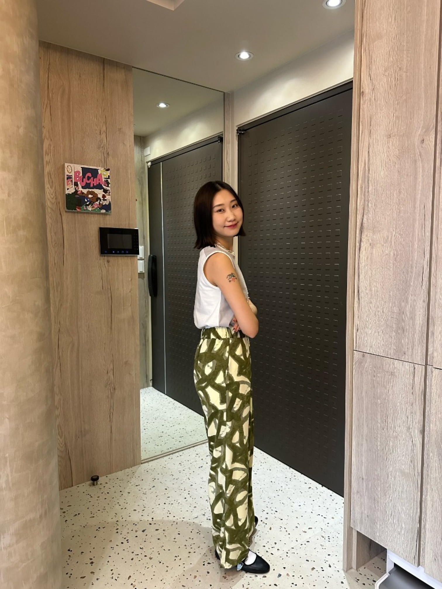 🇯🇵時髦油畫渲染寬褲/綠