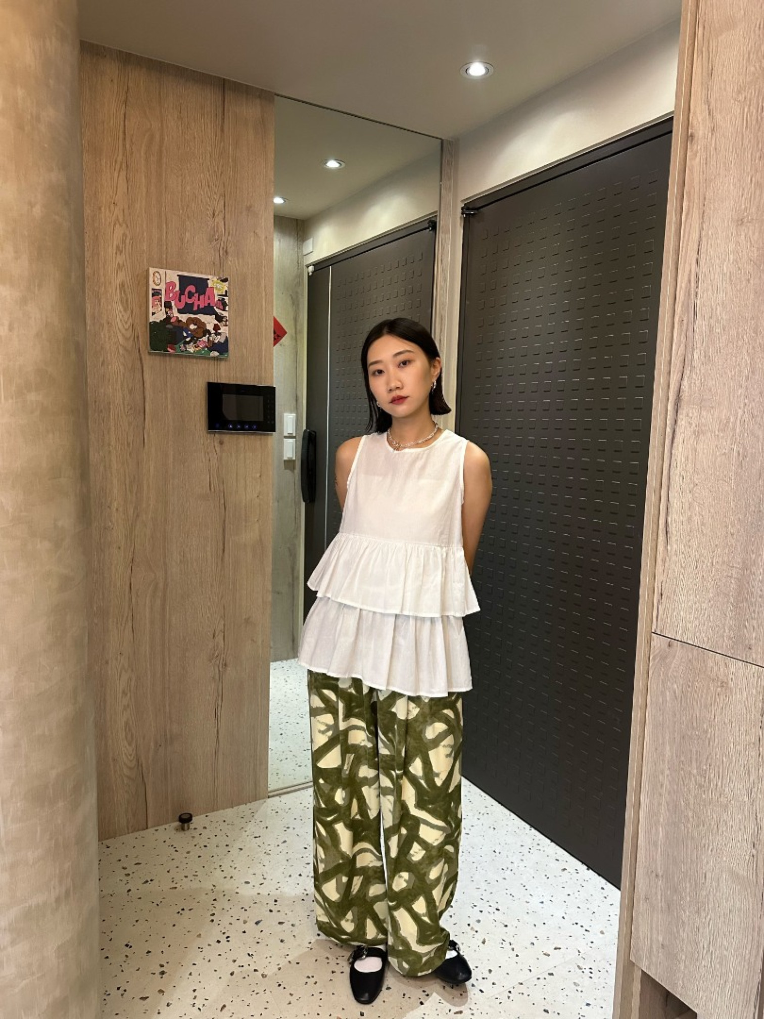 🇯🇵時髦油畫渲染寬褲/綠