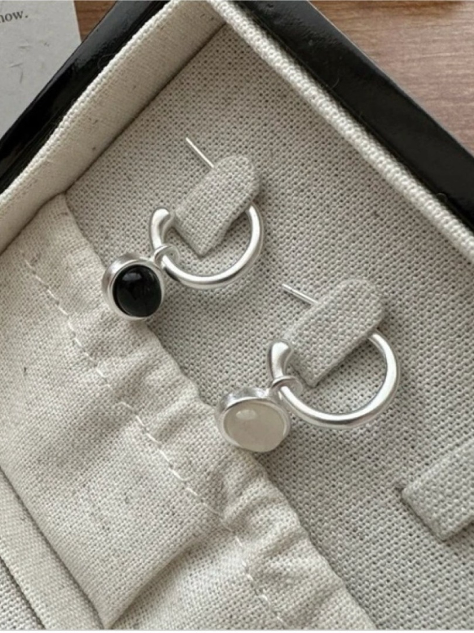 🇯🇵純銀寶石耳環/黑