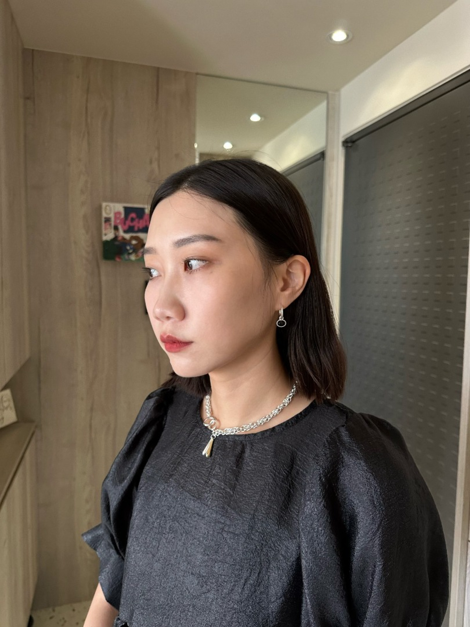 🇯🇵純銀寶石耳環/黑