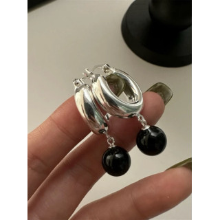 🇯🇵純銀黑瑪瑙球耳環