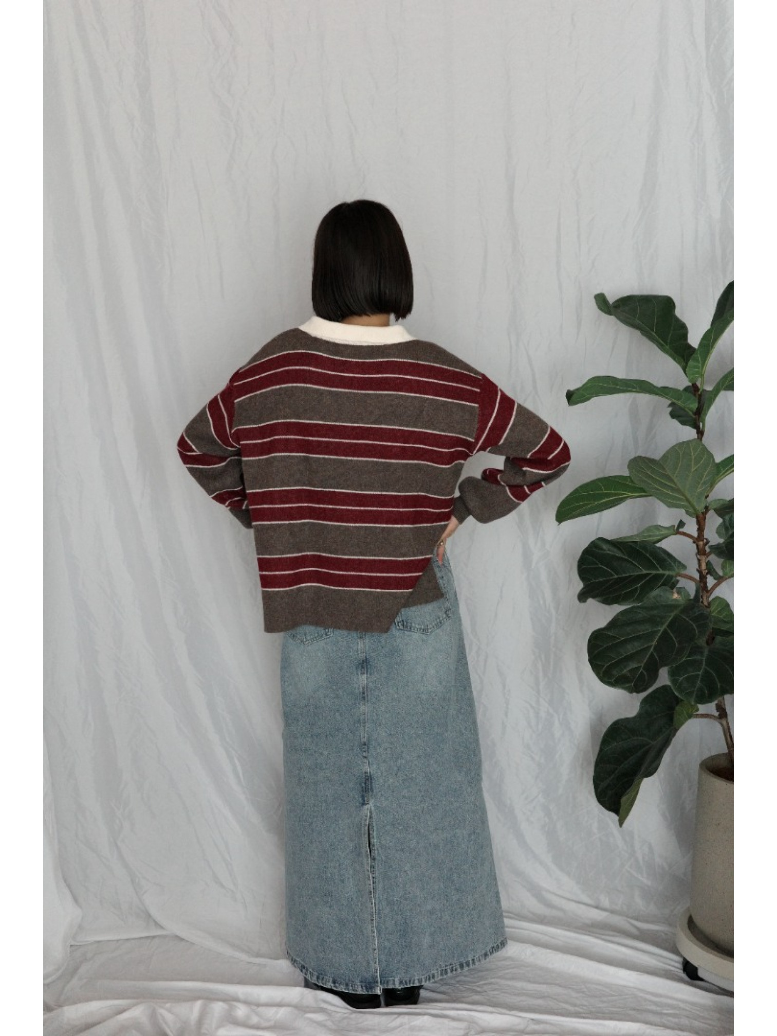 JP｜經典百搭針織橄欖球衫/紅棕