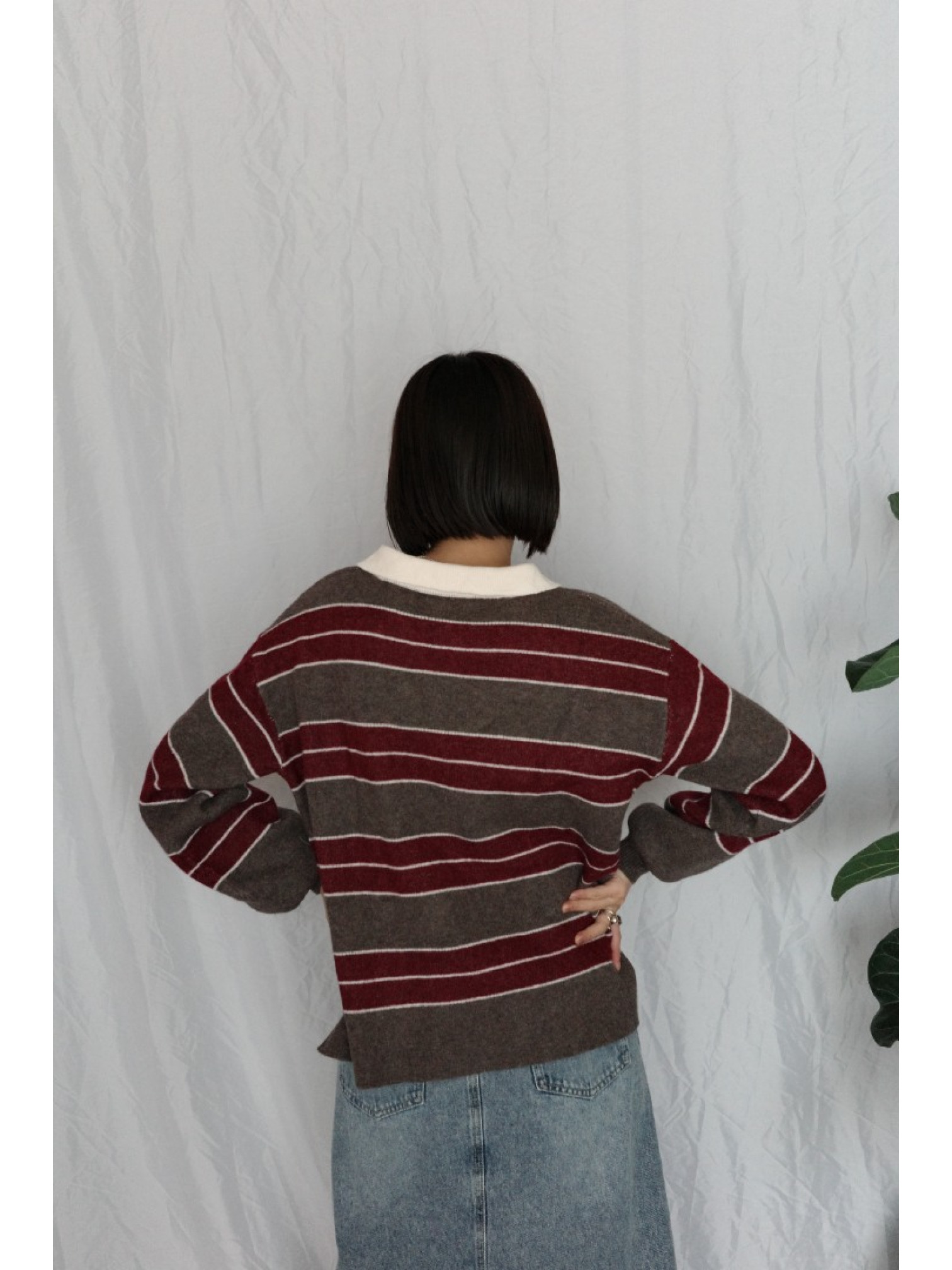 JP｜經典百搭針織橄欖球衫/紅棕