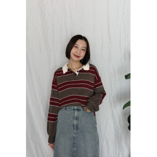 JP｜經典百搭針織橄欖球衫/紅棕