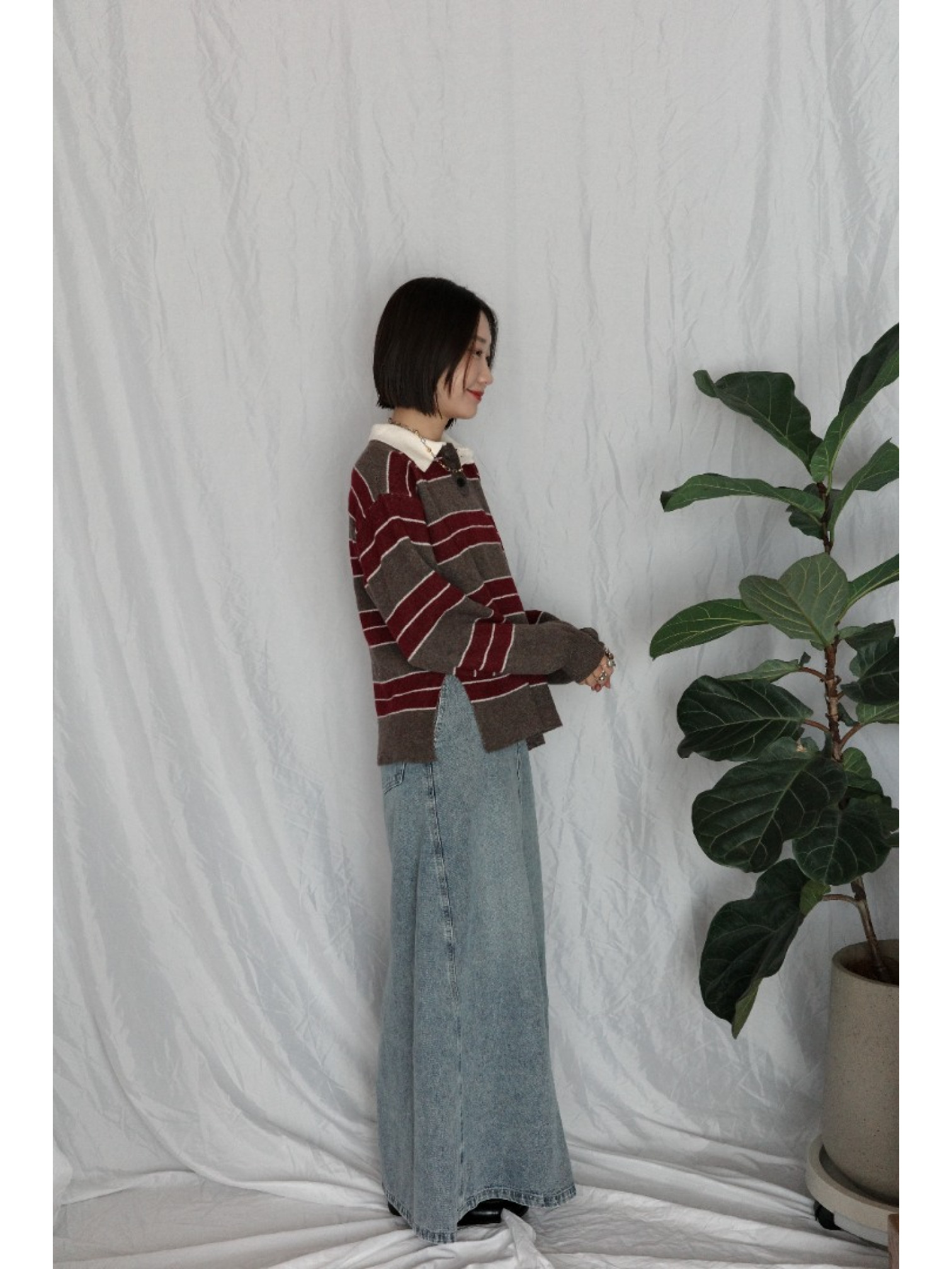 JP｜經典百搭針織橄欖球衫/紅棕