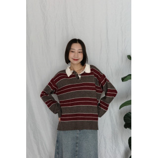 JP｜經典百搭針織橄欖球衫/紅棕