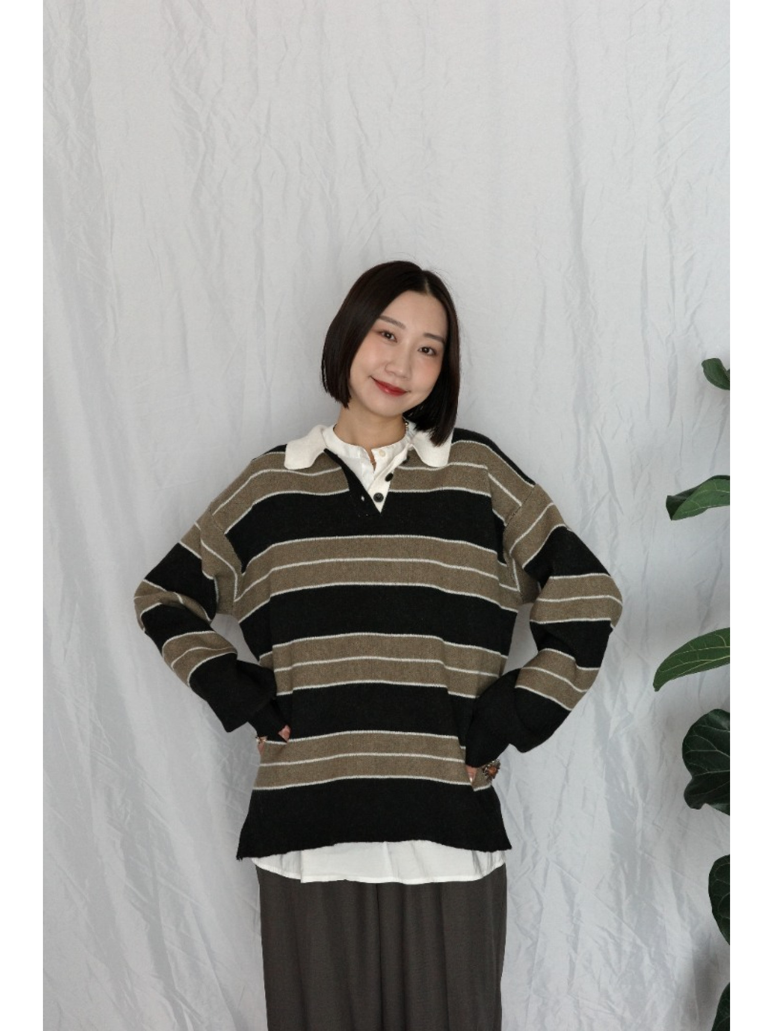 JP｜經典百搭針織橄欖球衫/黑咖