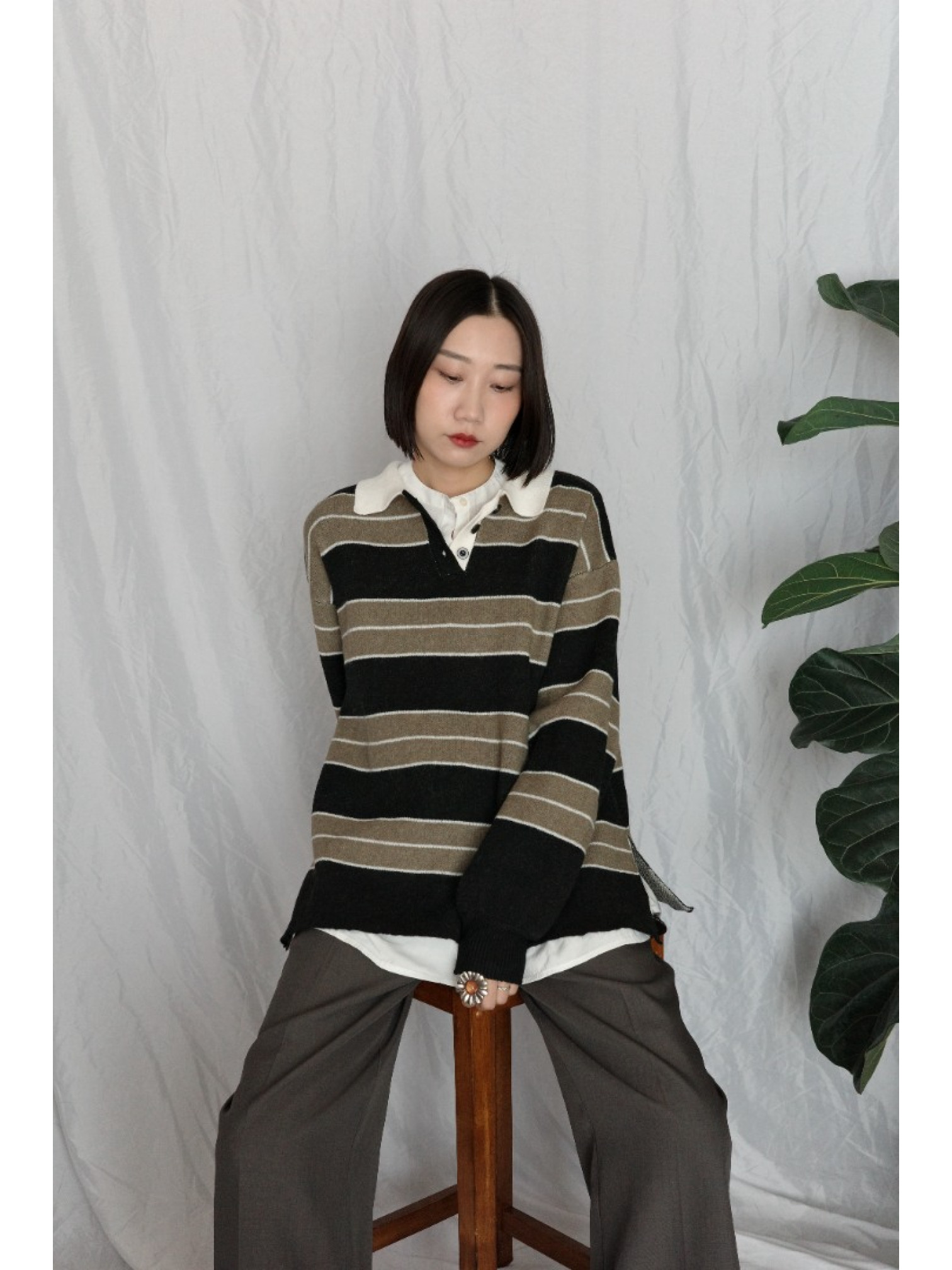 JP｜經典百搭針織橄欖球衫/黑咖