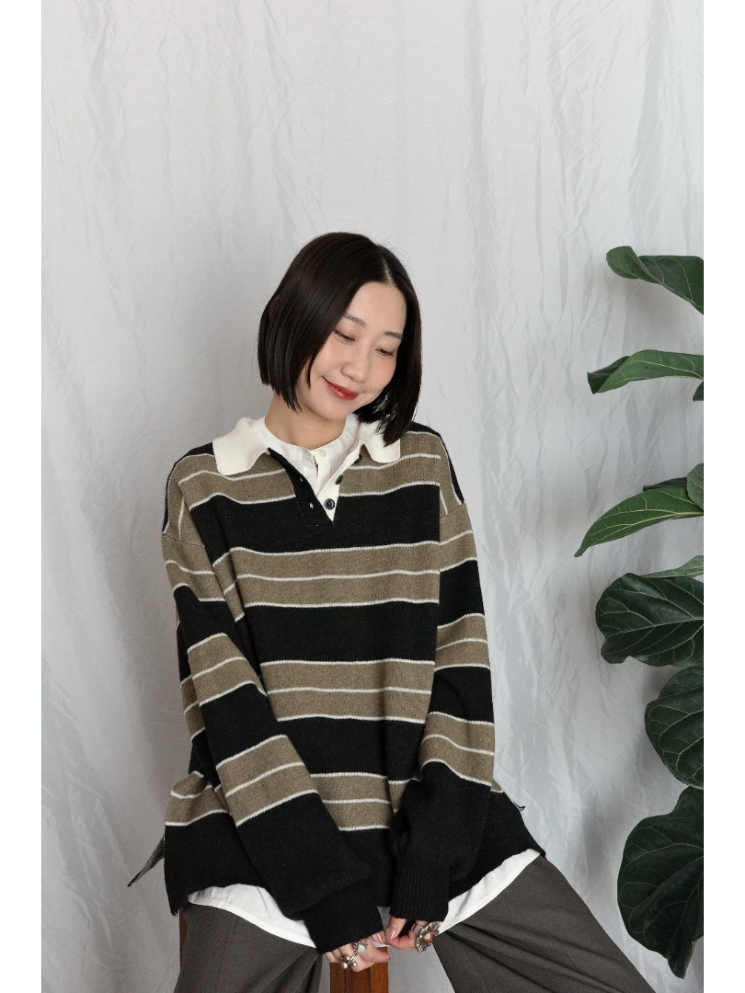 JP｜經典百搭針織橄欖球衫/黑咖