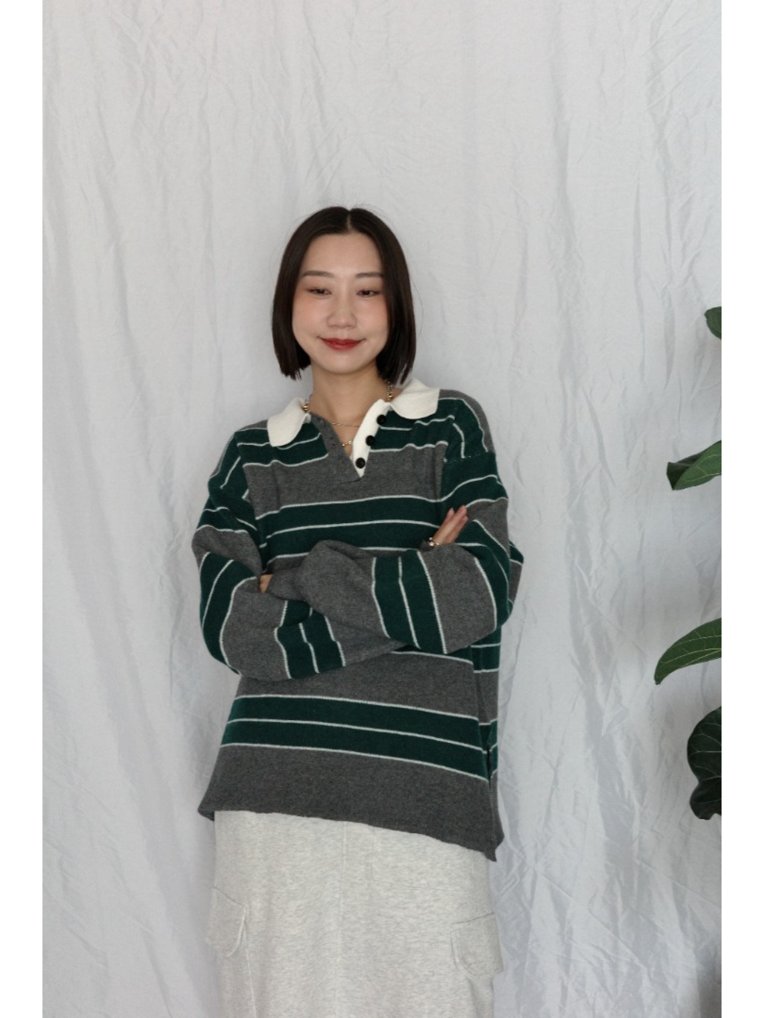 JP｜經典百搭針織橄欖球衫/灰綠