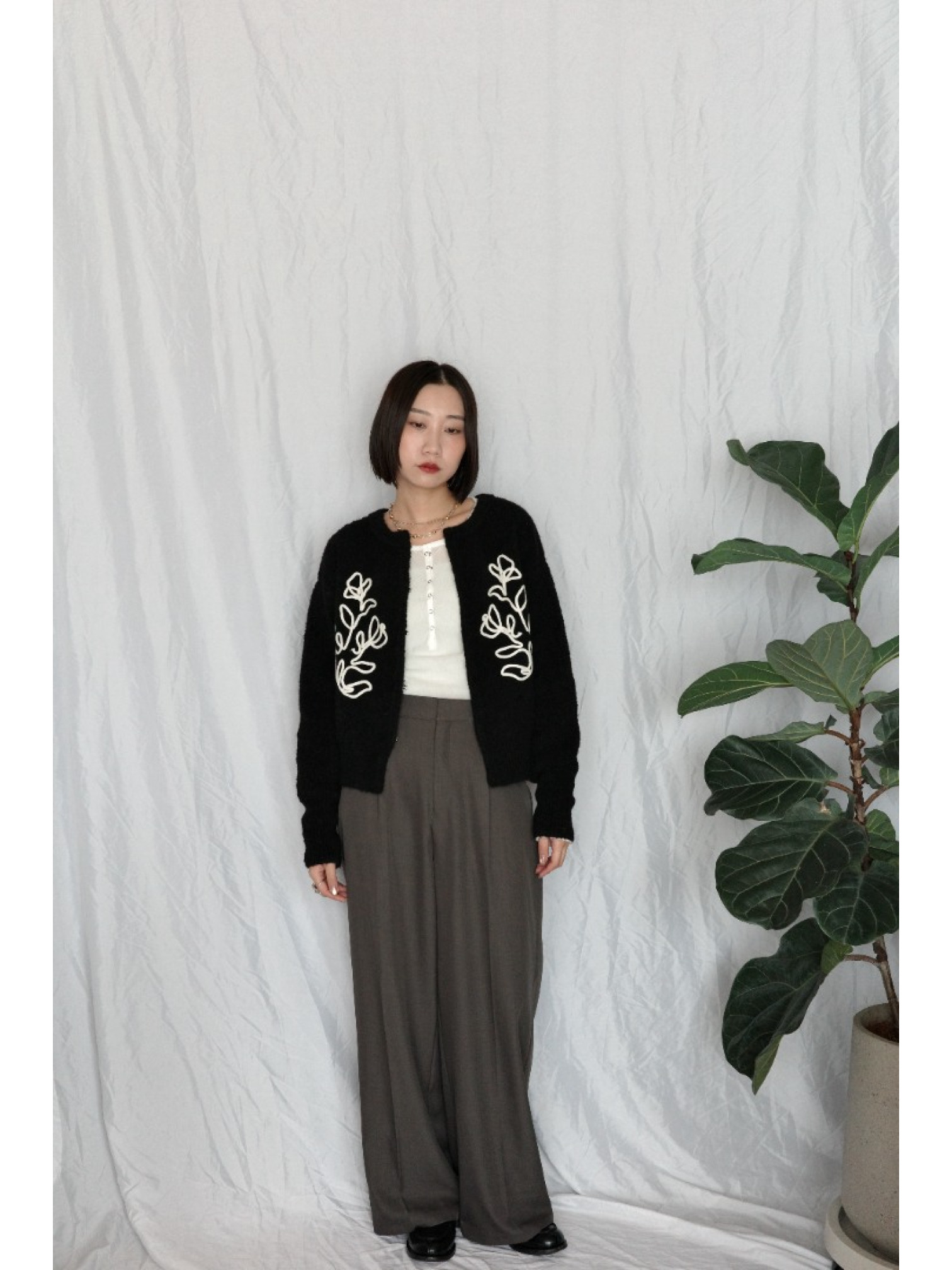 JP｜俐落收腰打褶西裝褲/灰咖M-L