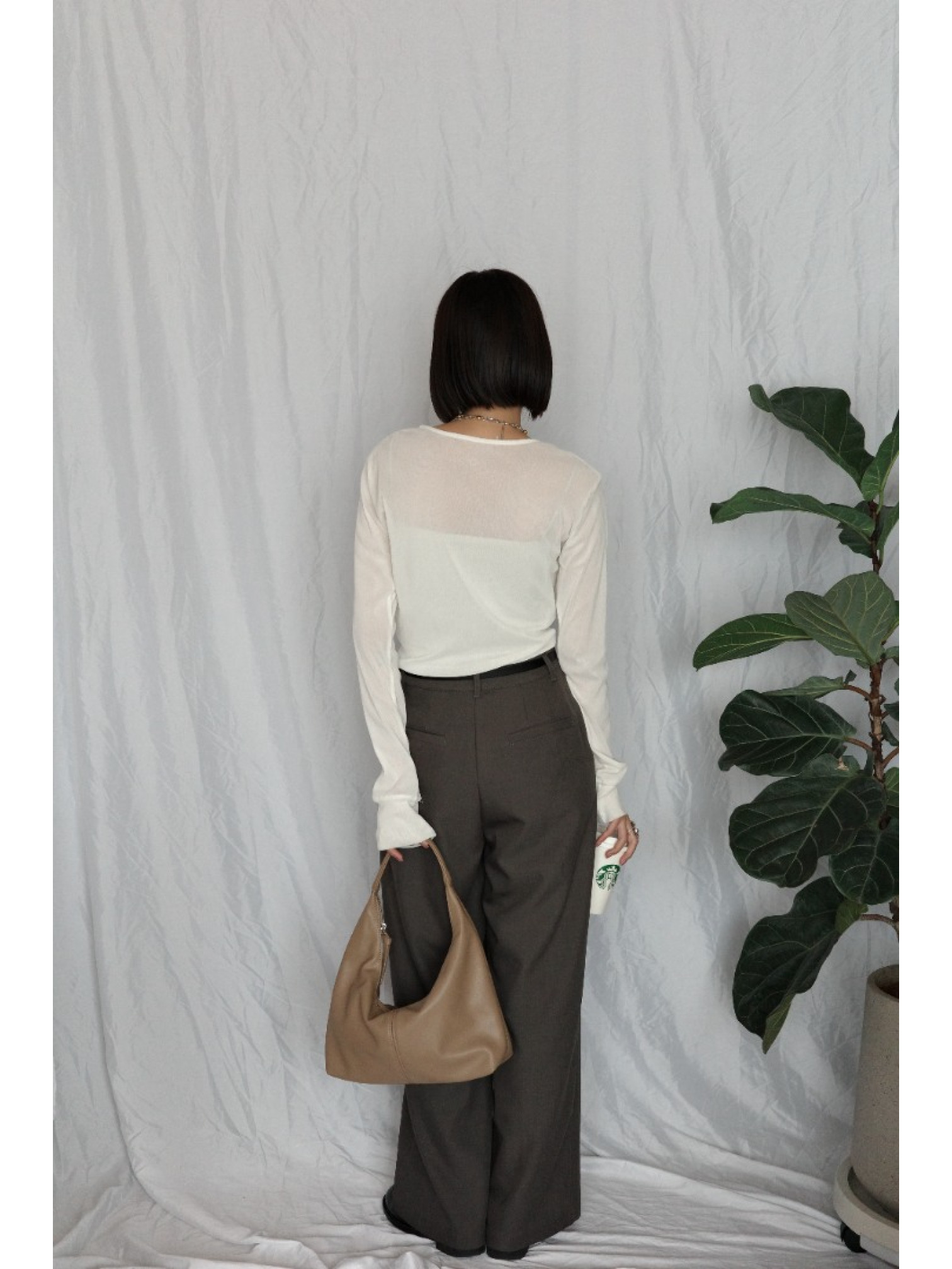 JP｜俐落收腰打褶西裝褲/灰咖M-L