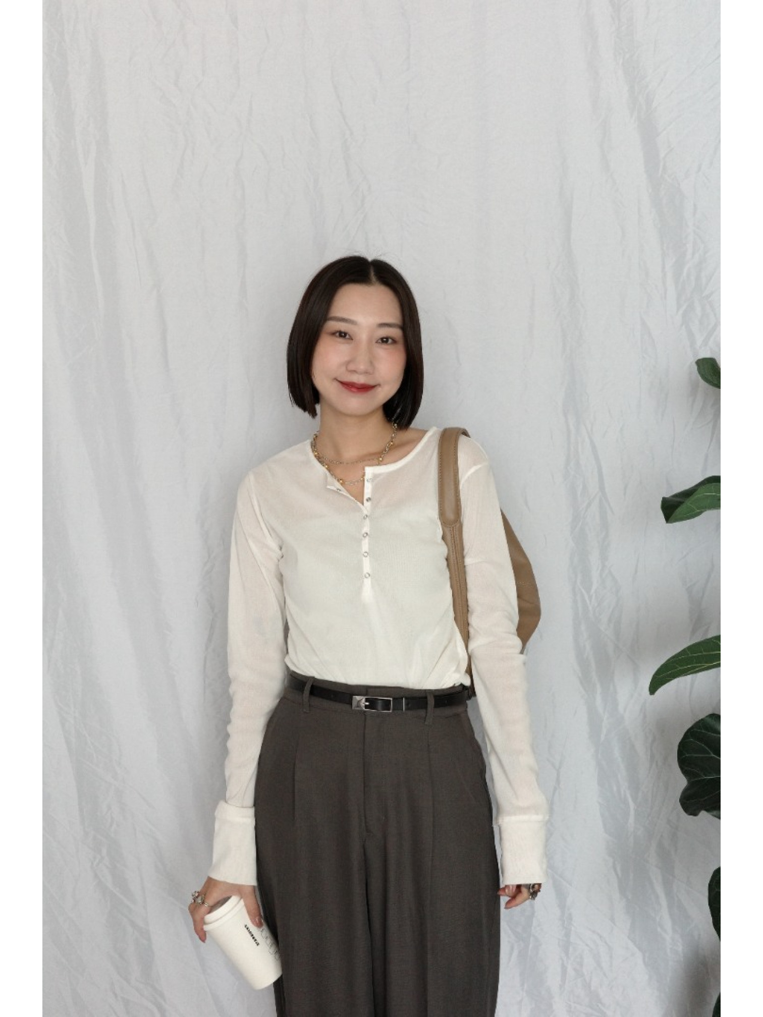 JP｜俐落收腰打褶西裝褲/灰咖M-L