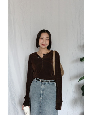 JP｜啞光天鵝絨上衣/棕