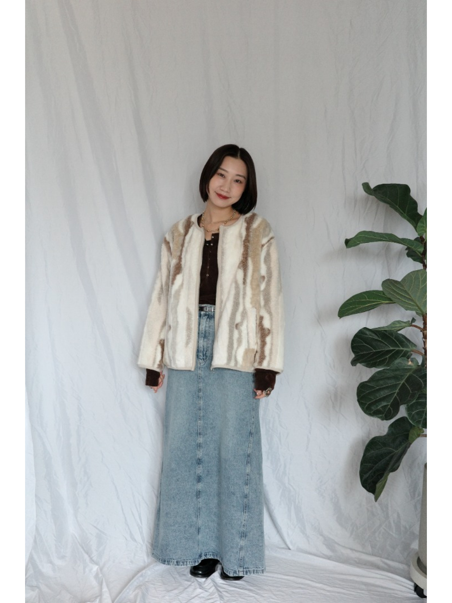 JP｜完美版型A字牛仔長裙/藍