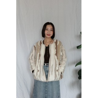 JP｜2way雙面穿波浪紋毛呢外套/米