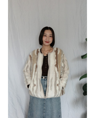 JP｜2way雙面穿波浪紋毛呢外套/米