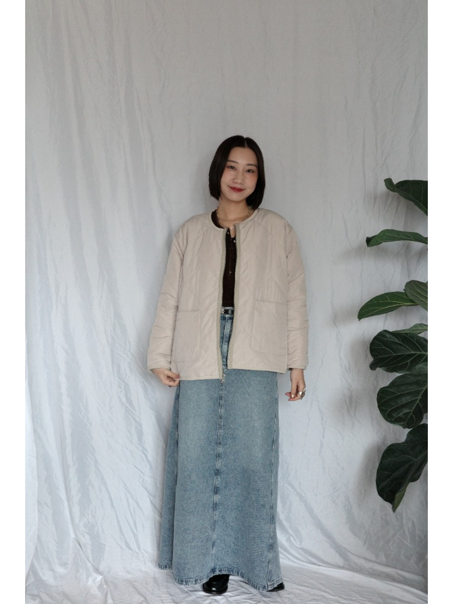 JP｜完美版型A字牛仔長裙/藍