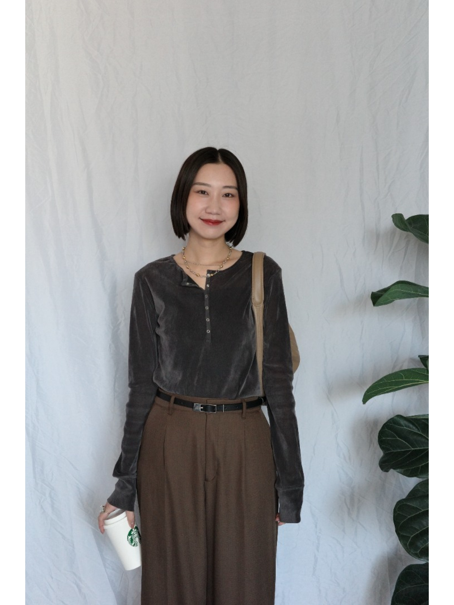 JP｜俐落收腰打褶西裝褲/咖M-L