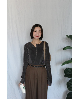 JP｜啞光天鵝絨上衣/炭灰