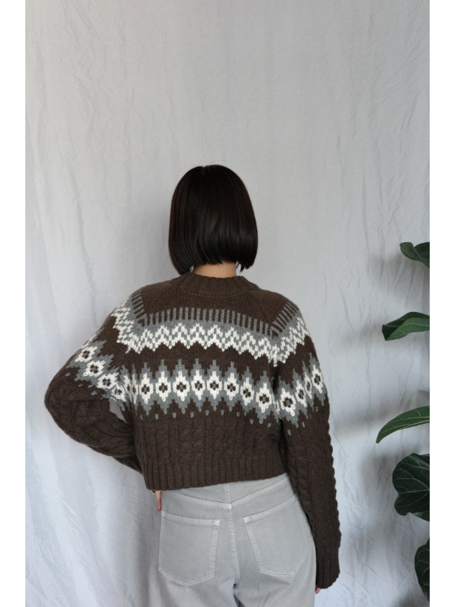 JP｜2way向心提花針織衫/咖