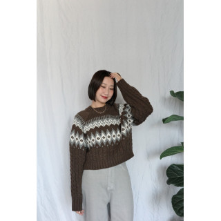 JP｜2way向心提花針織衫/咖