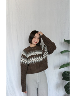 JP｜2way向心提花針織衫/咖