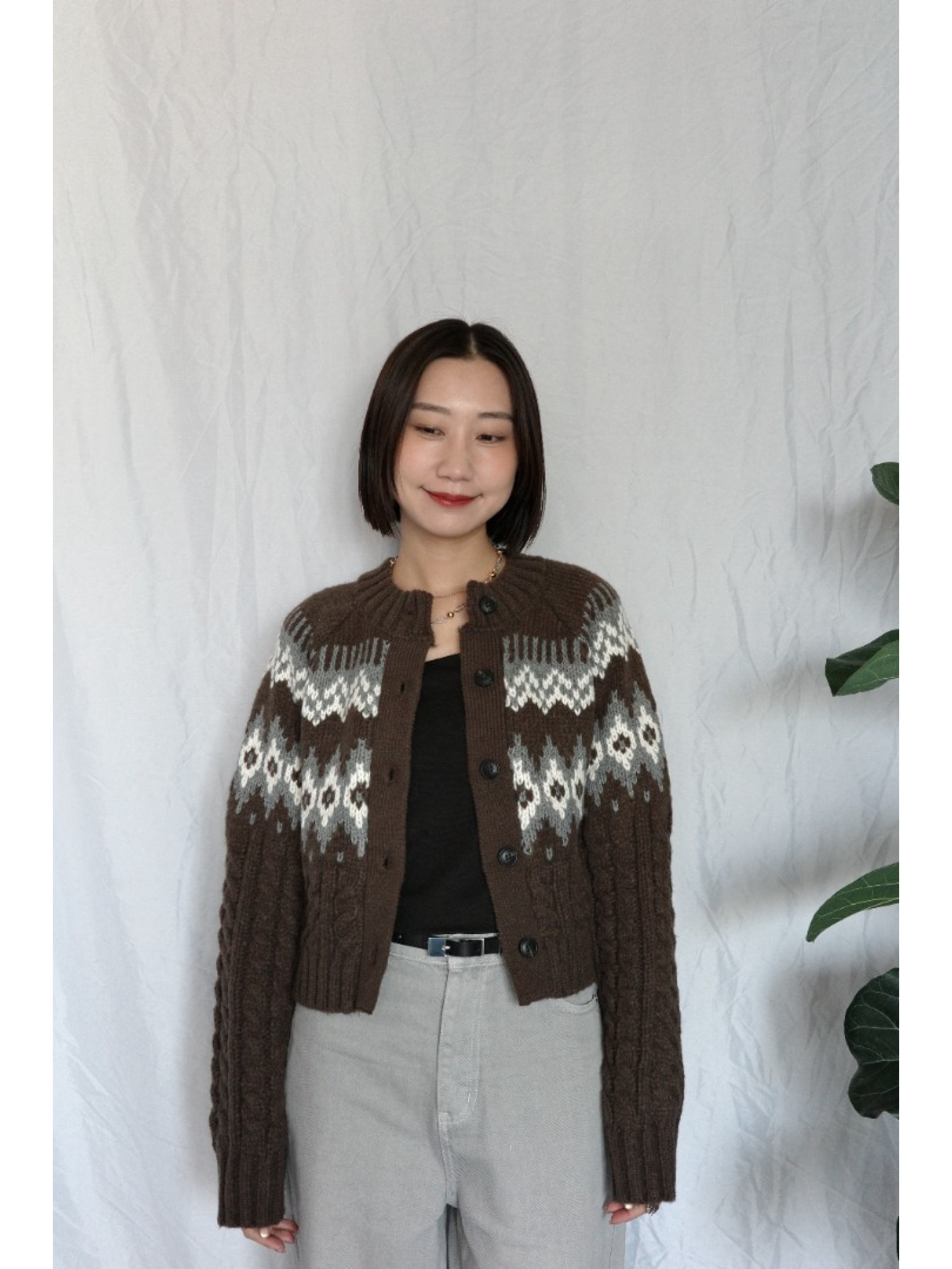 JP｜2way向心提花針織衫/咖