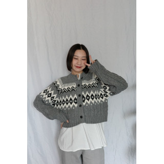 JP｜2way向心提花針織衫/灰