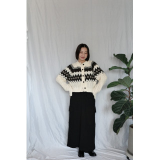 JP｜2way向心提花針織衫/象牙白