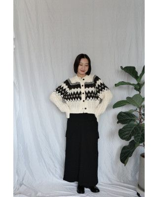 JP｜2way向心提花針織衫/象牙白