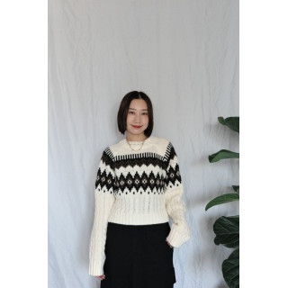 JP｜2way向心提花針織衫/象牙白