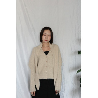 JP｜蝴蝶結刺繡針織衫+披肩兩件組/米