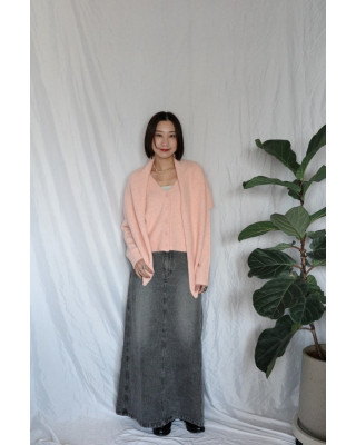 JP｜完美版型A字牛仔長裙/炭灰