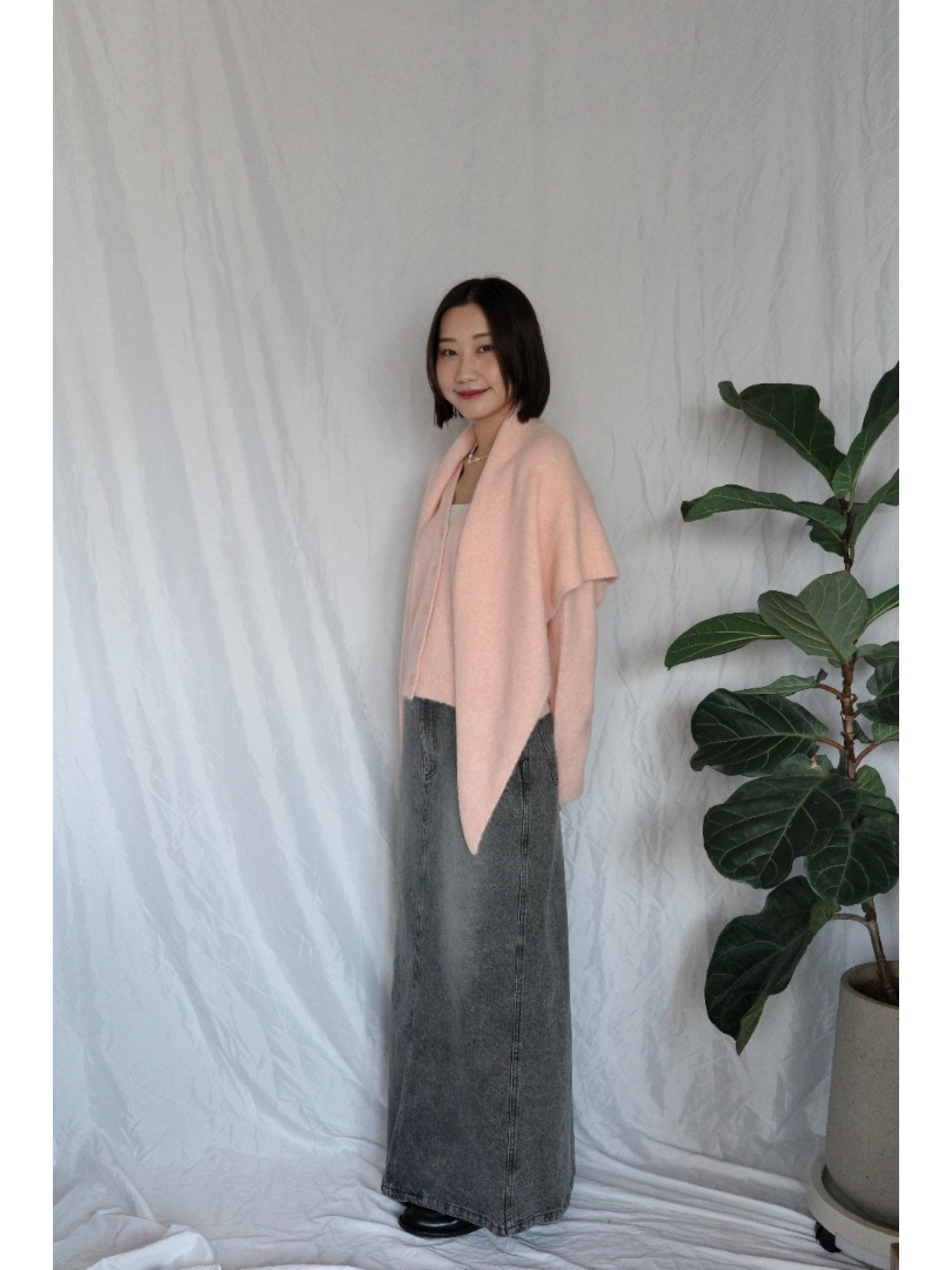 JP｜完美版型A字牛仔長裙/炭灰